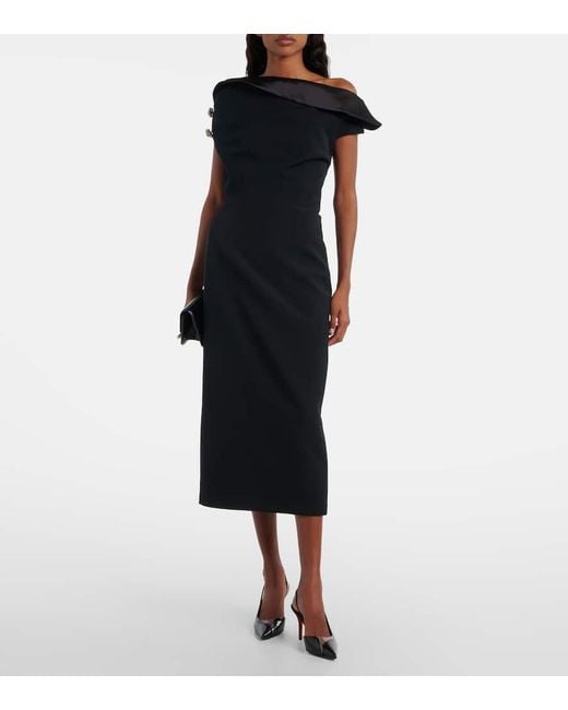 Safiyaa Black Verziertes Midikleid Reina