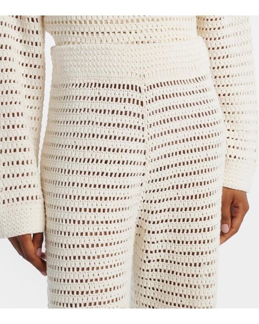Leset White Lucy Crochet Mid-Rise Straight Pants