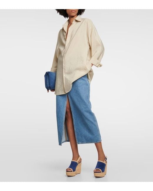 Robert Clergerie Blue Damya Suede Wedge Sandals