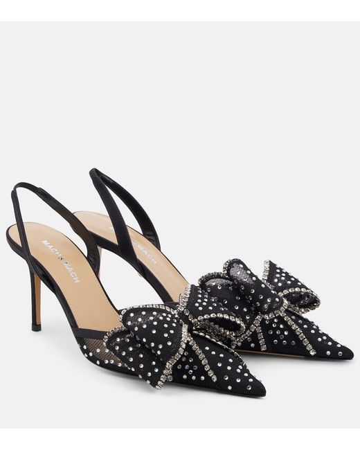 Mach & Mach Black Slingback-Pumps Le Cadeau Mit Kristallen