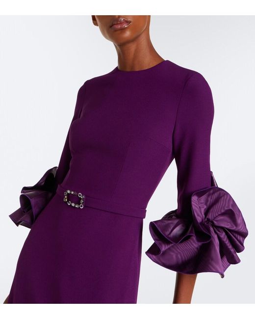 Safiyaa Purple Belen Crepe Belted Gown