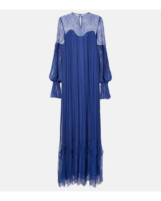 Robe Longue Renia En Dentelle Costarellos en coloris Blue