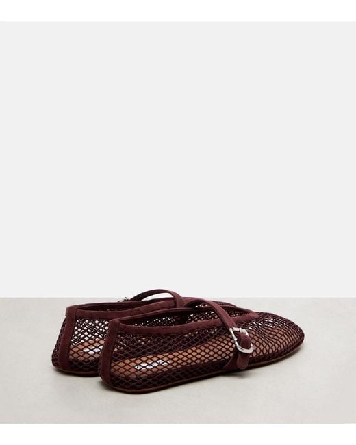 Alaïa Brown Ballerine Fishnet Mary Jane Flats