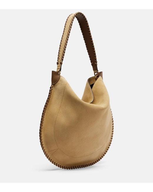 Isabel Marant Natural Oskan Medium Suede Shoulder Bag