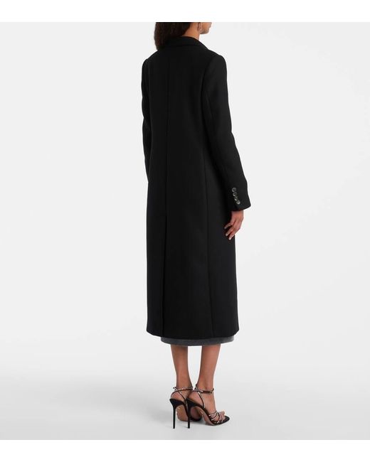 Blumarine Black Embellished Double-Breasted Wool-Blend Coat