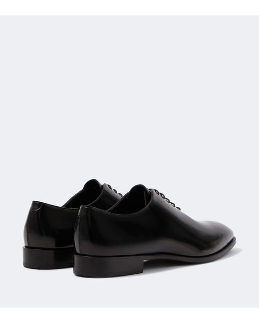 Canali Black Leather Oxford Shoes for men
