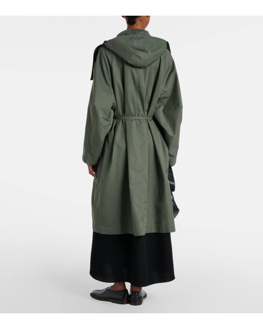 Trench-coat asymetrique en coton melange Lemaire en coloris Green