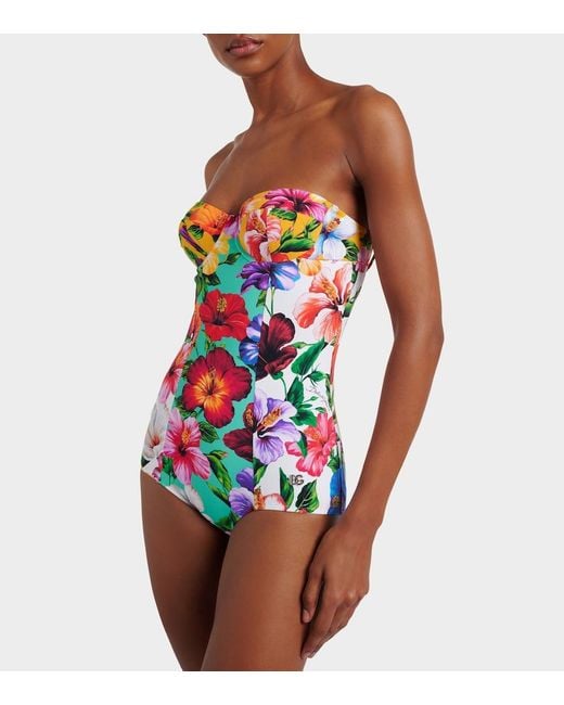 Dolce & Gabbana Red Floral Swimsuit