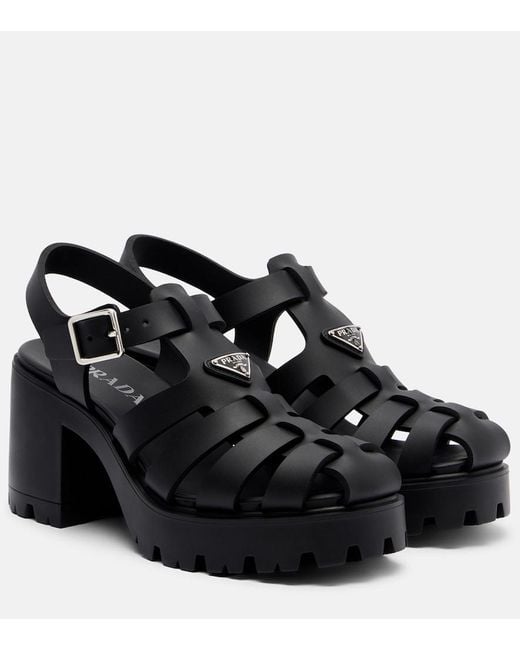 Prada Black Monolith Sandals