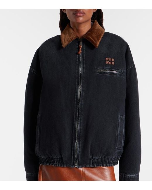 Miu Miu Black Logo Denim Jacket