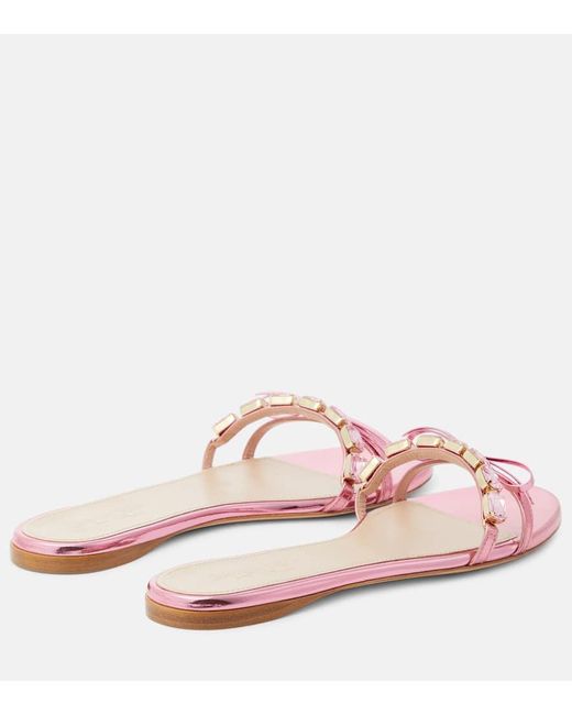 Giambattista Valli Pink Verzierte Sandalen Aus Metallic-Leder