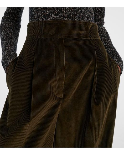 Pantalones Anchos De Pana De Algodon Max Mara de color Black