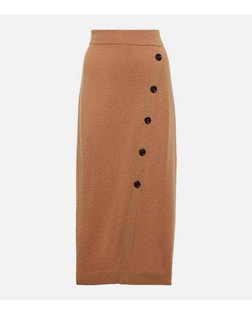 Jardin Des Orangers Brown Cashmere And Wool Midi Skirt