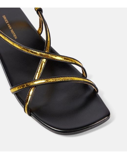 Dries Van Noten Metallic Leather Sandals