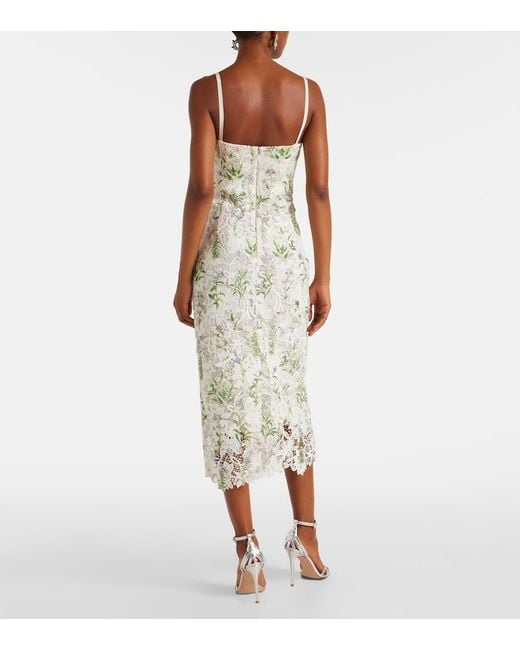 Monique Lhuillier White Floral Lace Corset Dress