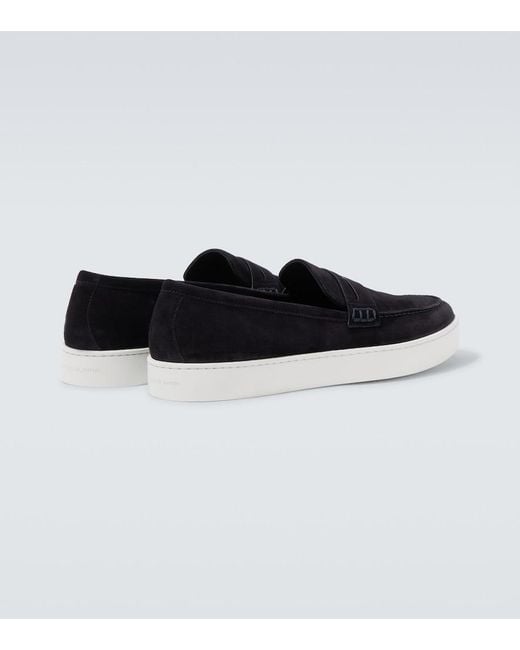 Manolo Blahnik Black Ellis Suede Penny Loafers for men