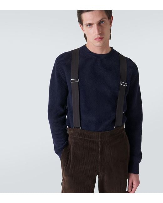 Zegna White Cashmere And Cotton Corduroy Ski Salopettes for men