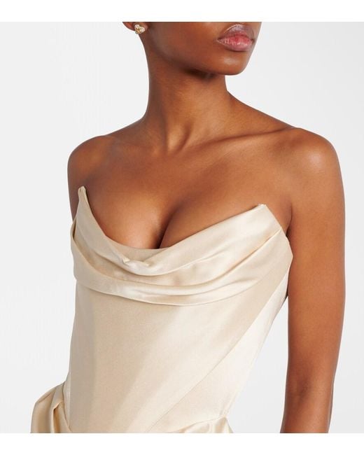 Vivienne Westwood Natural Galaxy Draped Crepe Satin Bustier Gown