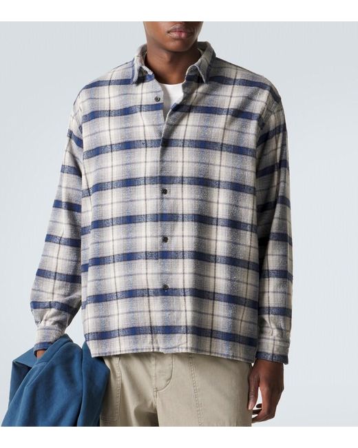 A.PRESSE Gray Vintage Checked Cotton And Silk-Blend Shirt for men