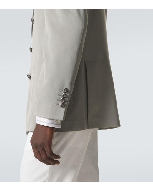 Brunello Cucinelli Gray Double-Breasted Silk Suit Jacket for men
