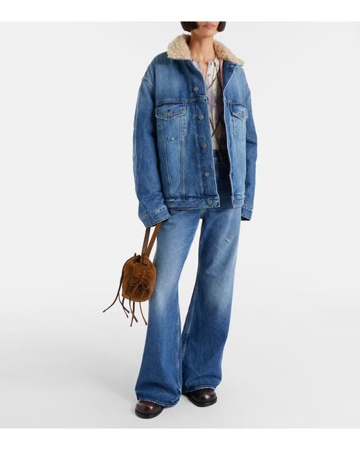 Acne Blue Teddy-Trimmed Denim Jacket