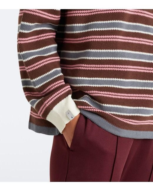 The Upside Red Wonder Striped Cotton Polo Sweater