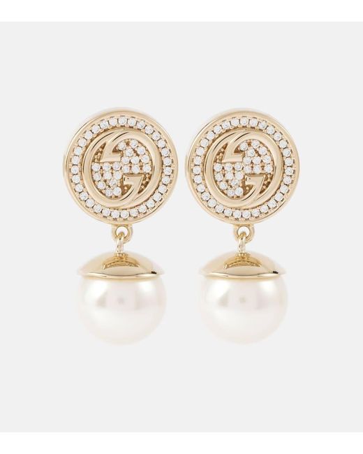 Gucci White Ohrringe Blondie Mit Kristallen Und Zierperlen