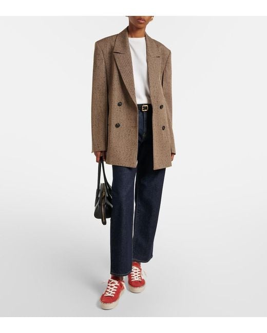 Golden Goose Deluxe Brand Red Hi Star Glitter-Trimmed Suede Sneakers