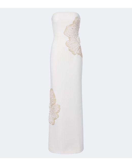 Rebecca Vallance White Sequined Strapless Gown