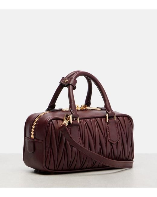 Miu Miu Red Arcadie Matelasse Leather Tote Bag