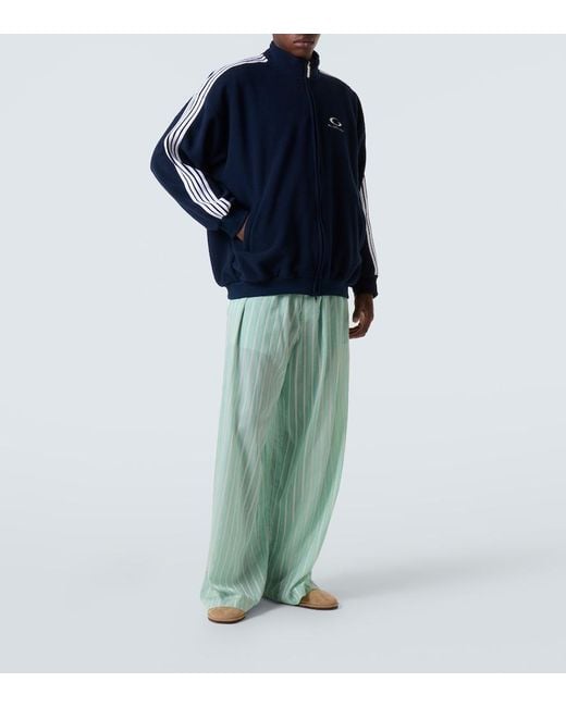 Balenciaga Green Striped Mid-Rise Pajama Pants for men