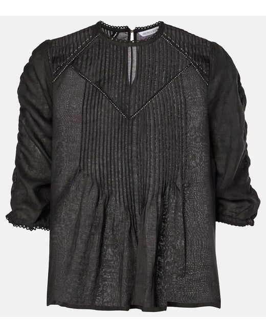 Veronica Beard Black Top Bryce Aus Leinen
