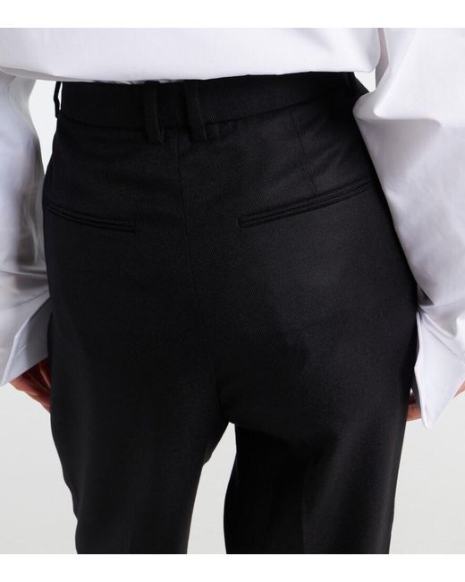Saint Laurent Black High-Rise Cashmere Straight Pants