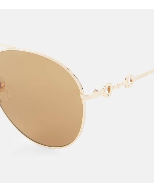 Gucci Natural Horsebit Aviator Sunglasses