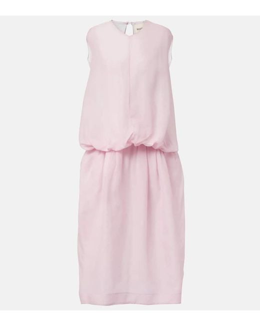 Khaite Pink Noah Silk Organza Midi Dress