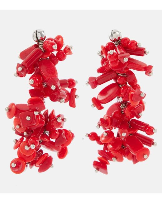 Dries Van Noten Red Beaded Earrings