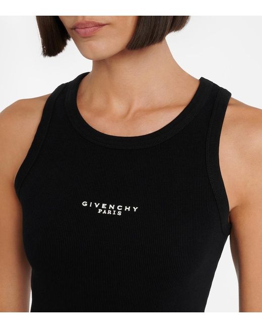 Givenchy Black Paris Logo Cotton Tank Top