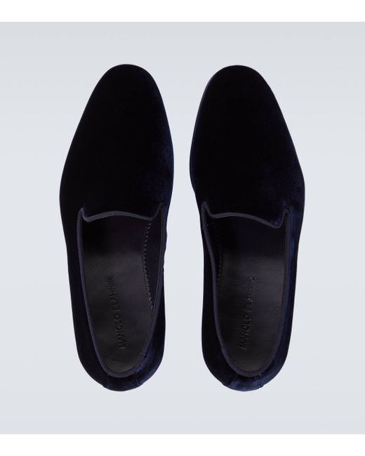 Manolo Blahnik Black Mario Velvet Loafers for men
