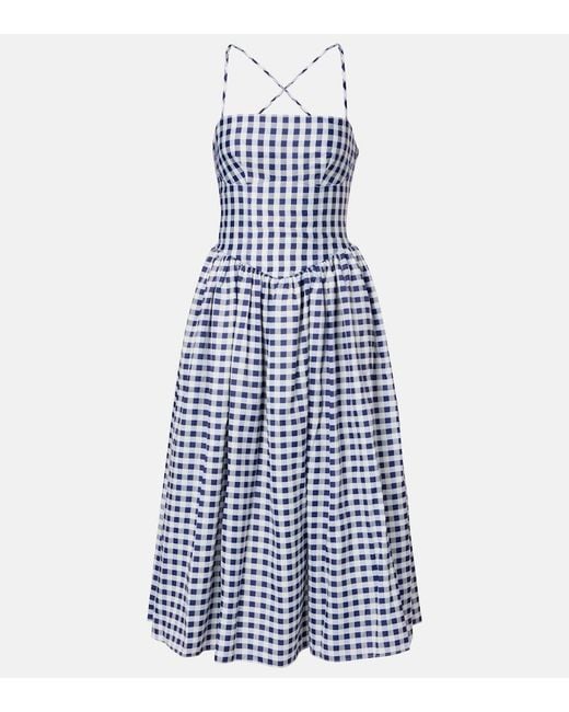 Self-Portrait Blue Gingham Midi Dress