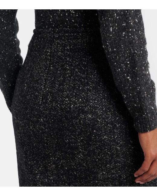 The Row Black Malva Wool Midi Skirt