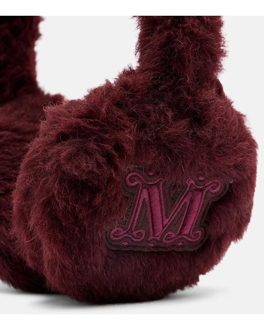 Max Mara Red Alpaca, Wool, And Silk Earmuffs
