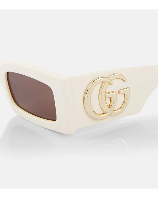Gucci Natural Eckige Sonnenbrille Double G