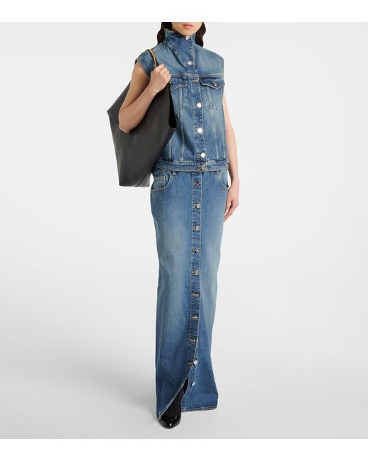 Alaïa Blue Maxirock Aus Denim