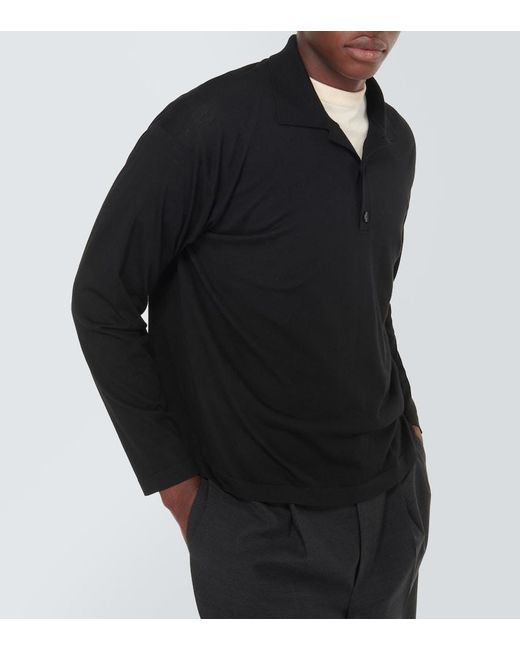 The Row Black Djon Wool Polo Sweater for men
