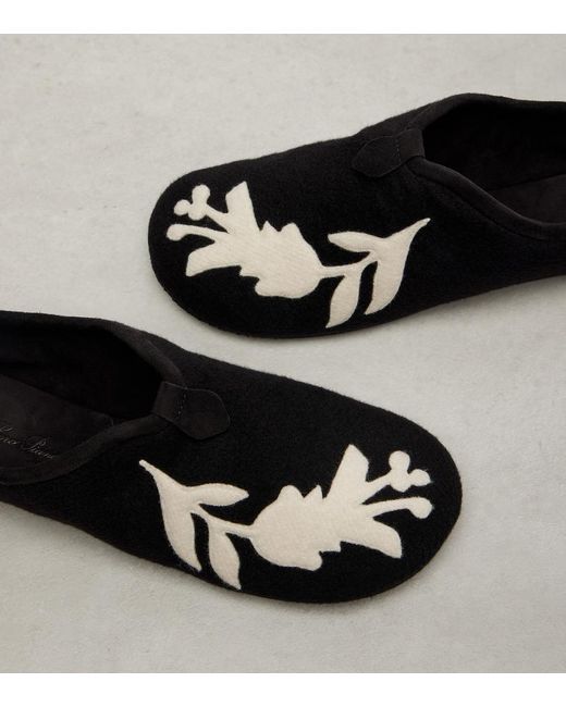 Loro Piana Black Floaty Embroidered Flats