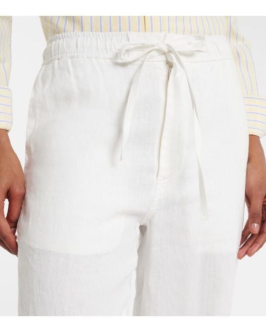 Polo Ralph Lauren White Linen Wide-Leg Pants