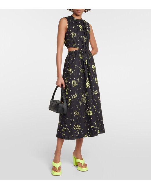 Proenza Schouler Black Printed Cutout Cotton Maxi Dress