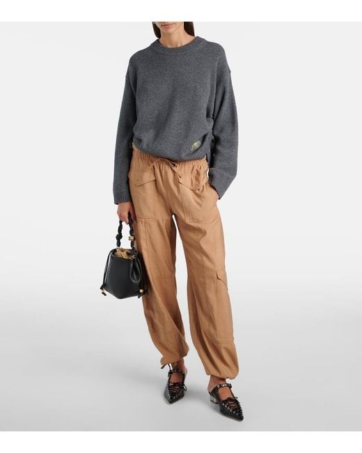 Ganni Gray Pullover Aus Einem Wollgemisch