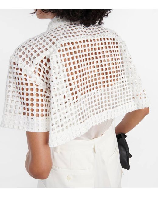 Sacai White Lace-trimmed Cotton Midi Dress