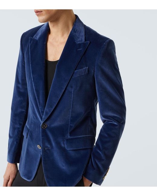 Dolce & Gabbana Blue Cotton Velvet Blazer for men